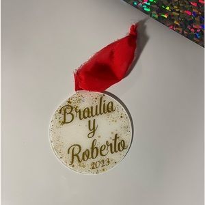 Christmas glitter & white paint ornaments
